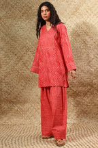 Coral Red | 2-Piece printed suit Zebaaish