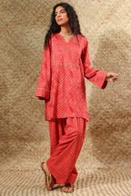 Coral Red | 2-Piece printed suit Zebaaish