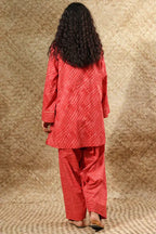 Coral Red | 2-Piece printed suit Zebaaish